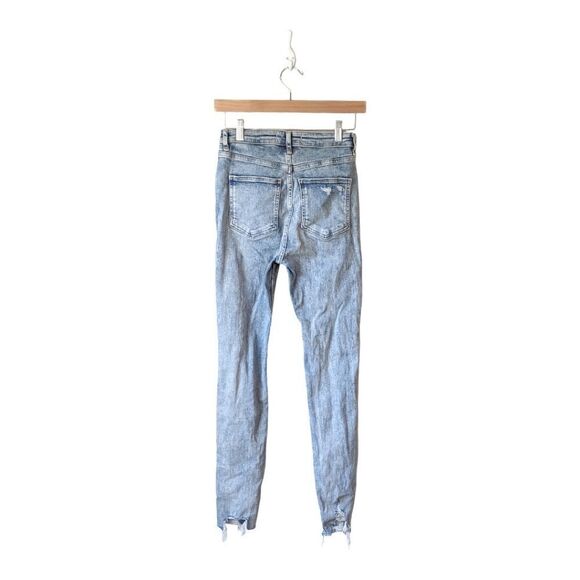 Free People Light Wash Sabrina Skinny Fray Jeans Light Bleach Indigo Size 26 - Picture 4 of 8